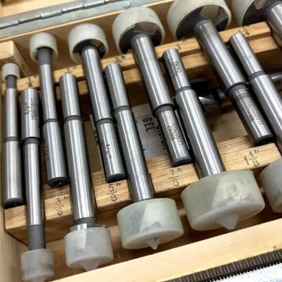 16-Piece 1/4" - 2-1/8" Woodworking Forstner Style Drill Bit Set & Wood Case - Picture 1 of 6